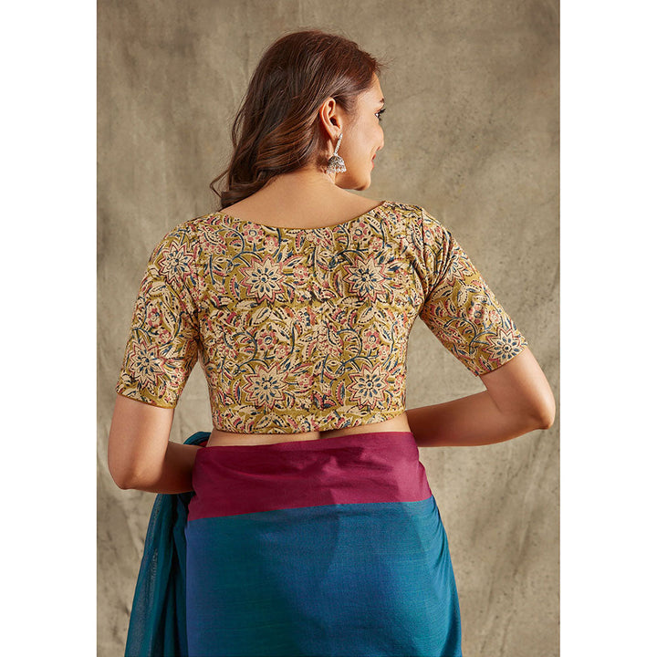 SALWAR STUDIO Yellow Kalamkari Printed Blouse