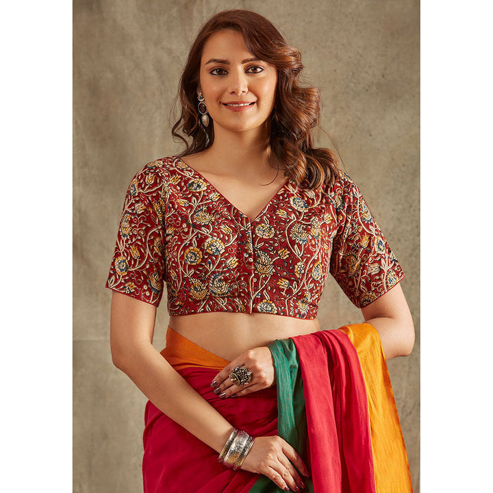 SALWAR STUDIO Maroon Cotton Printed Blouse