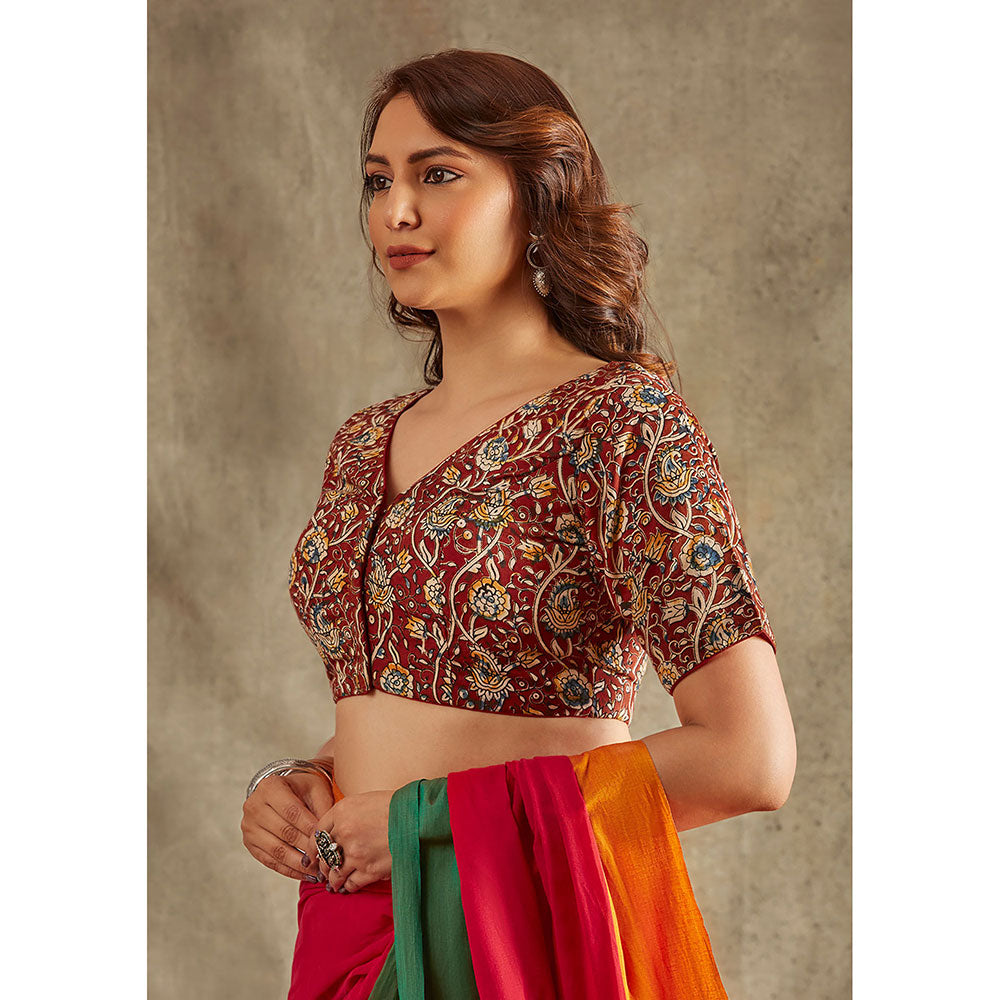 SALWAR STUDIO Maroon Cotton Printed Blouse