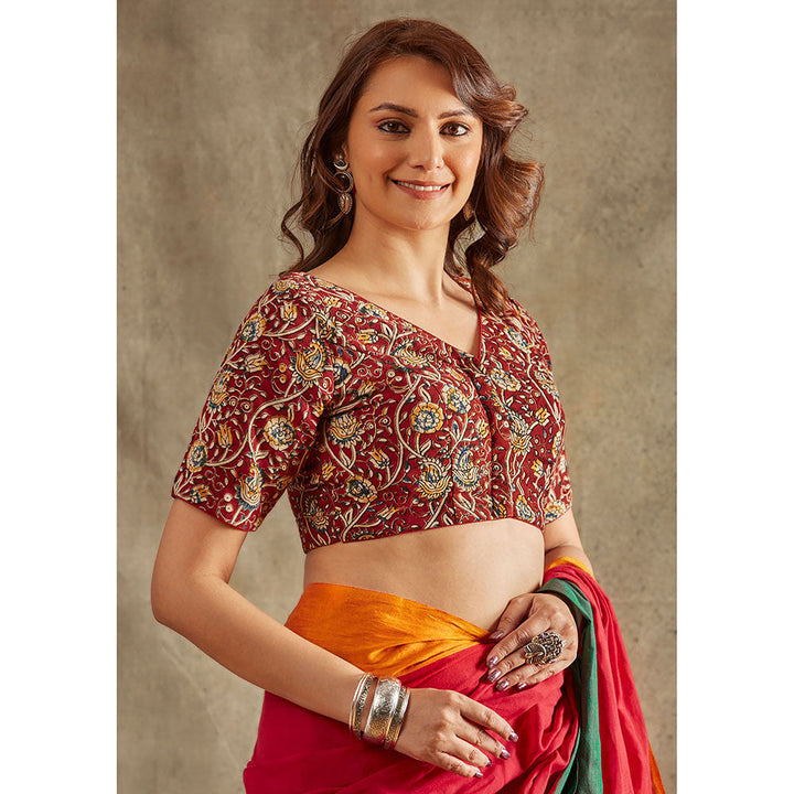 SALWAR STUDIO Maroon Cotton Printed Blouse