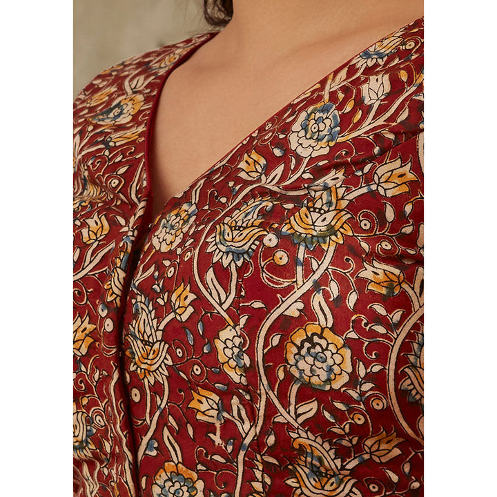 SALWAR STUDIO Maroon Cotton Printed Blouse