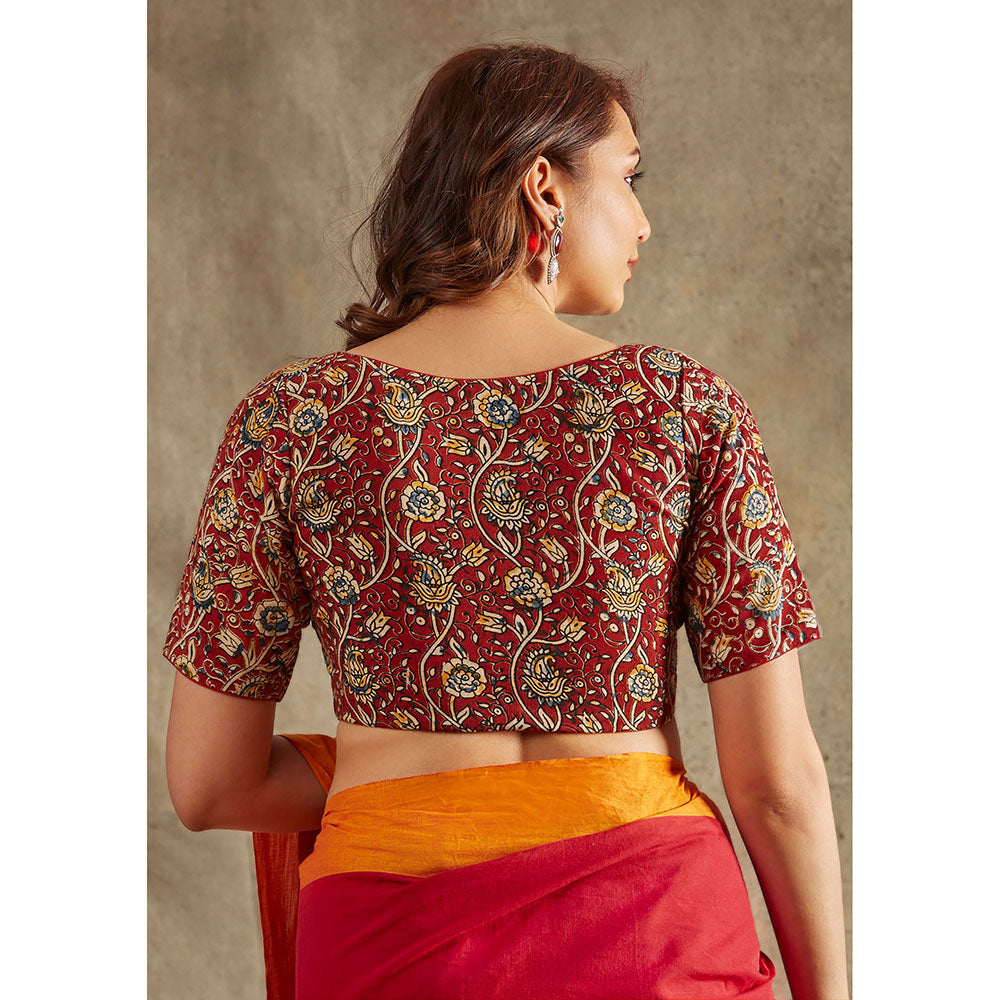 SALWAR STUDIO Maroon Cotton Printed Blouse