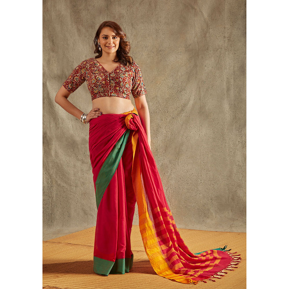 SALWAR STUDIO Maroon Cotton Printed Blouse