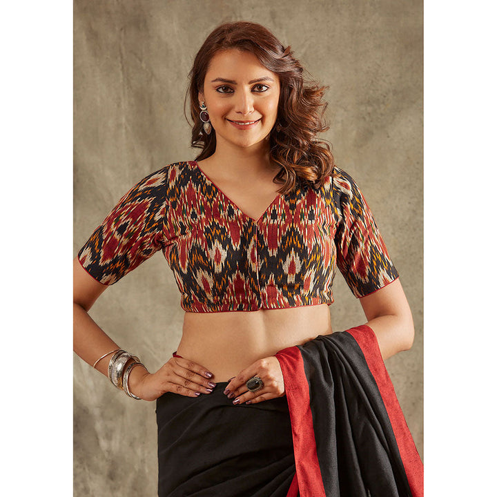 SALWAR STUDIO Rust and Black Ikat Blouse