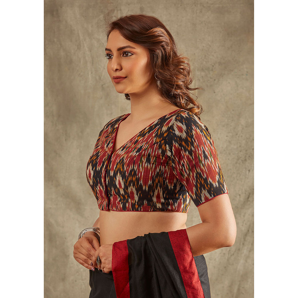 SALWAR STUDIO Rust and Black Ikat Blouse