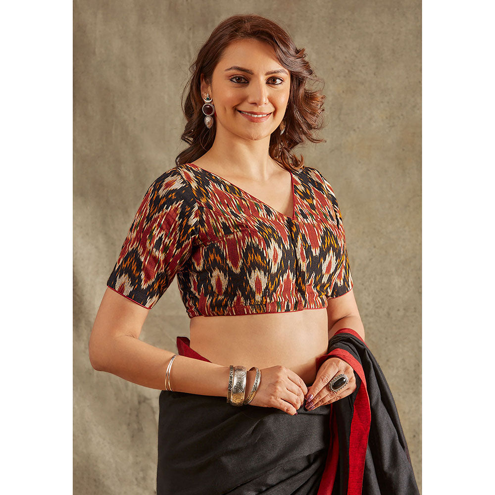 SALWAR STUDIO Rust and Black Ikat Blouse