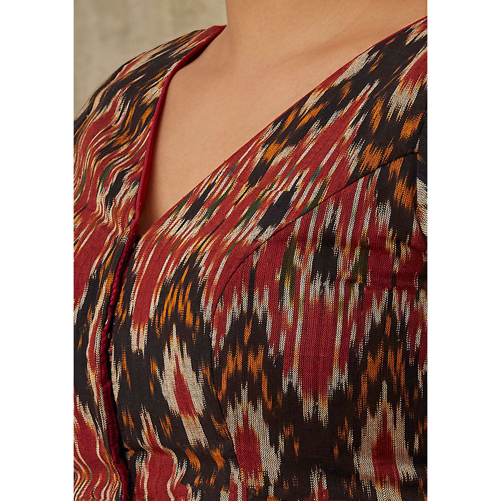 SALWAR STUDIO Rust and Black Ikat Blouse