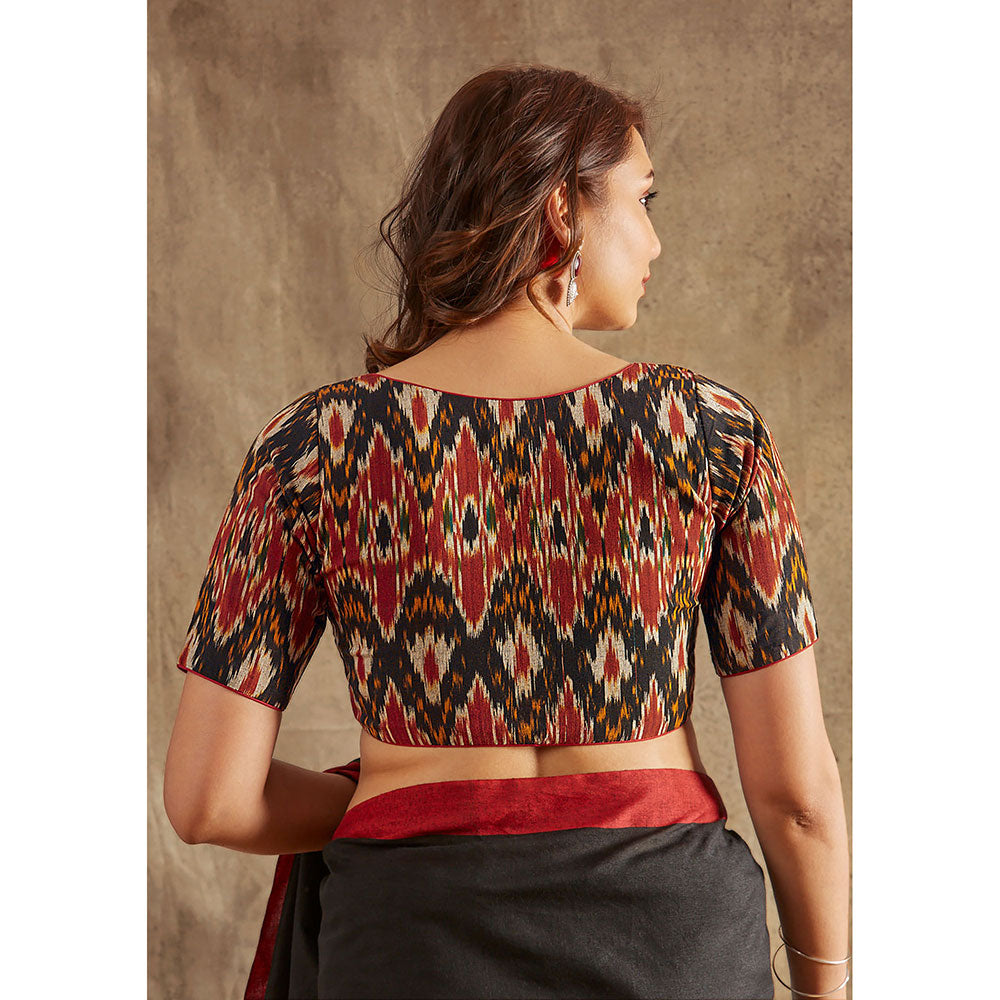 SALWAR STUDIO Rust and Black Ikat Blouse