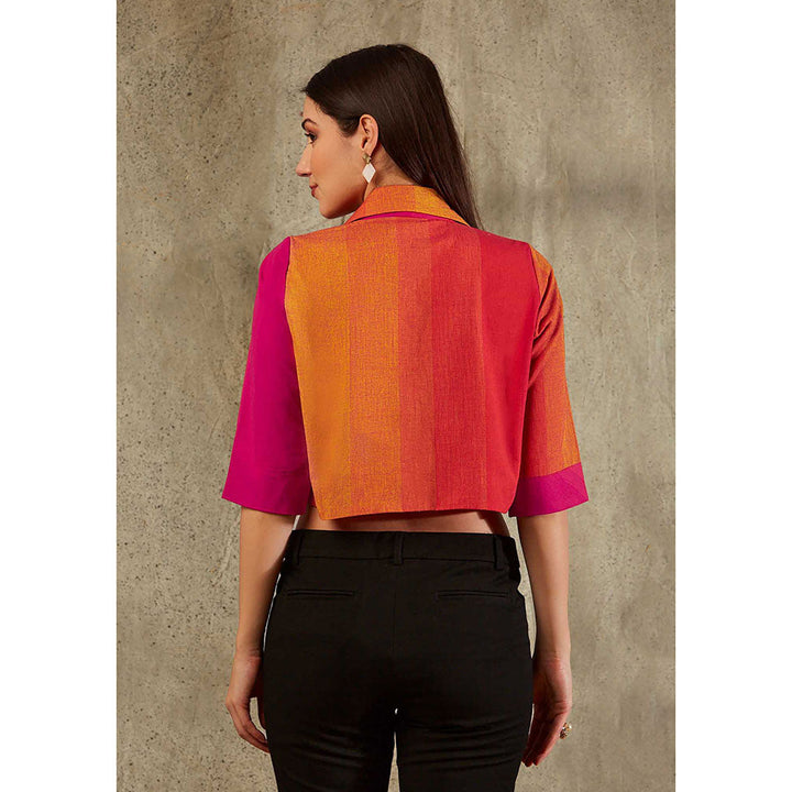 SALWAR STUDIO Crop Cotton Shirt Style Crop Jacket