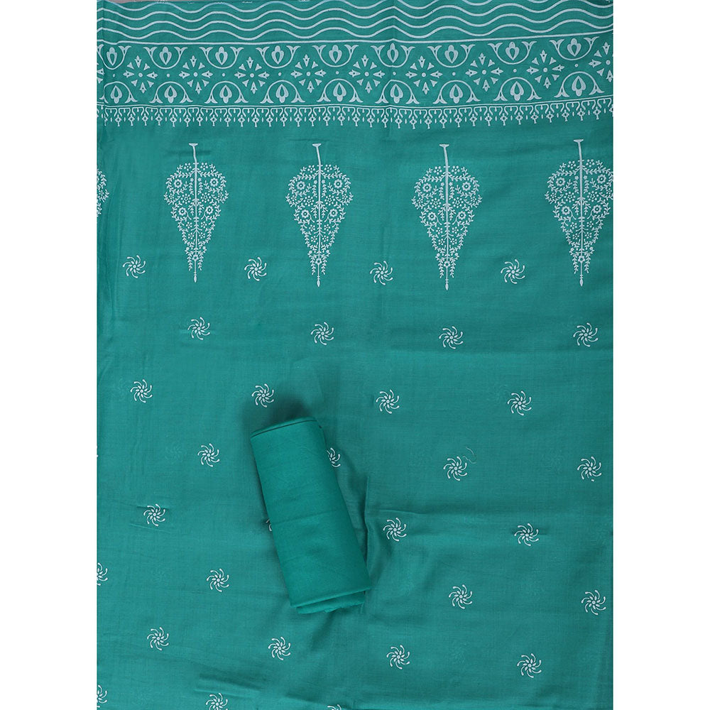 SALWAR STUDIO Green Embroidered Unstitched Dress Material (Set of 3)