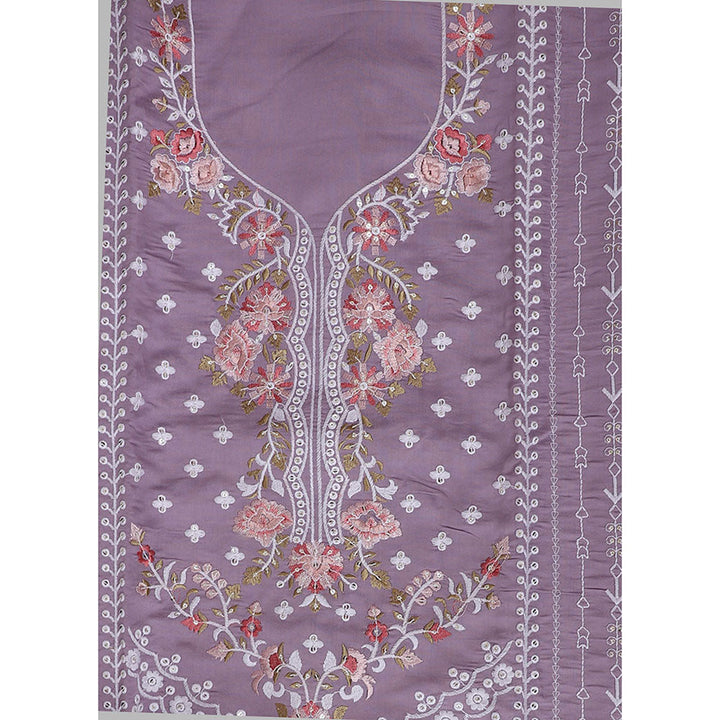 SALWAR STUDIO Purple Embroidered Unstitched Dress Material (Set of 3)