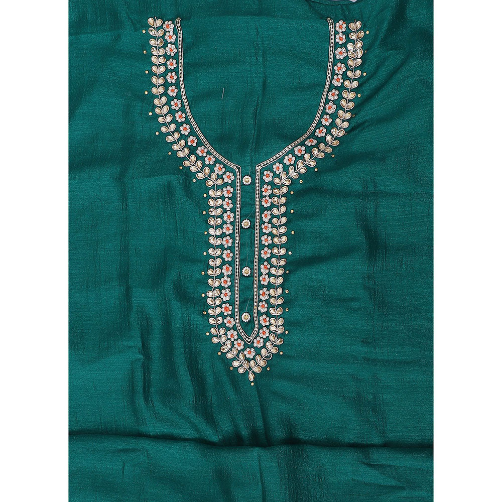 SALWAR STUDIO Green Embroidered Unstitched Dress Material (Set of 3)