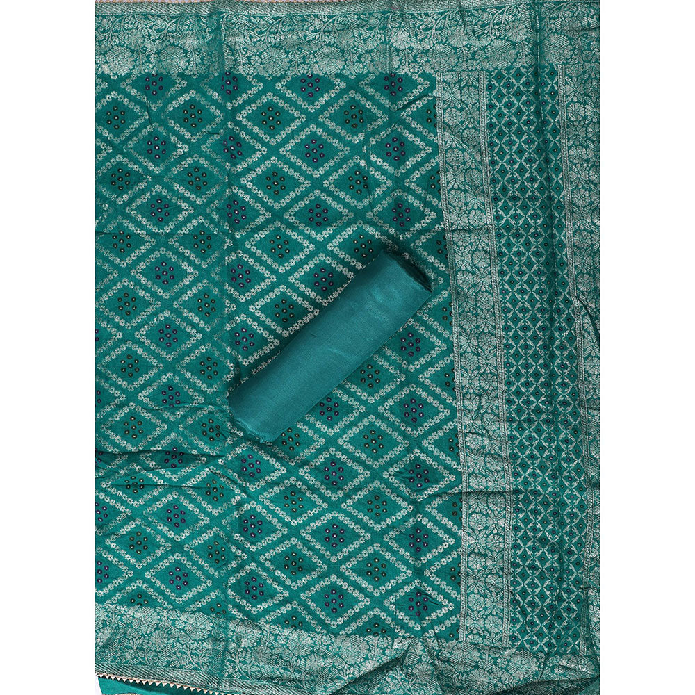 SALWAR STUDIO Green Embroidered Unstitched Dress Material (Set of 3)