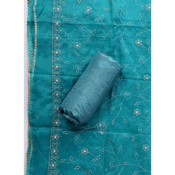 SALWAR STUDIO Blue Embellished Unstitched Dress Material (Set of 3)