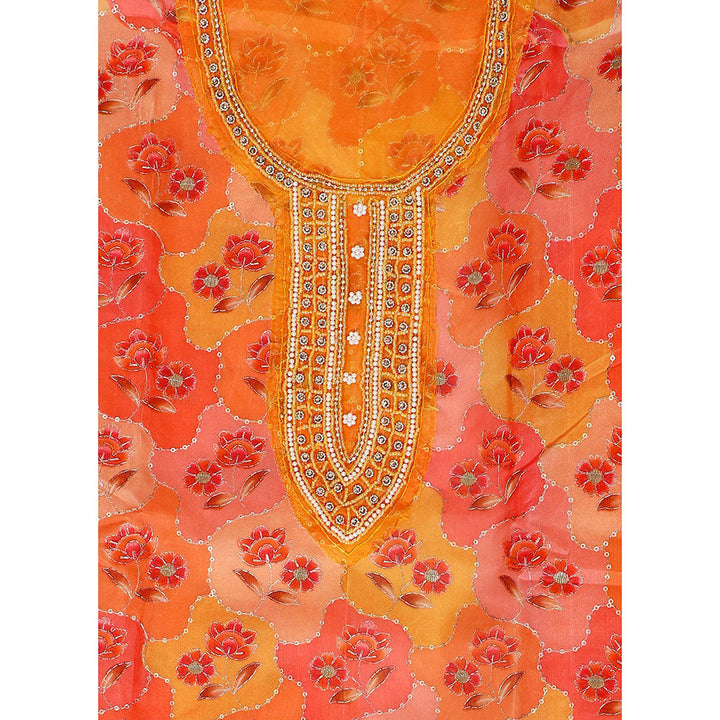 SALWAR STUDIO Orange Embellished Unstitched Dress Material (Set of 3)