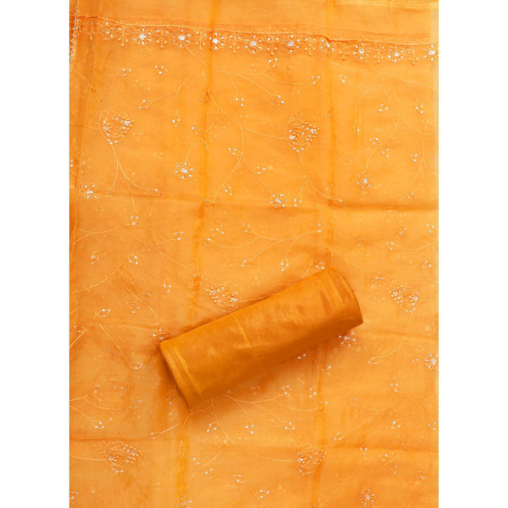 SALWAR STUDIO Orange Embellished Unstitched Dress Material (Set of 3)