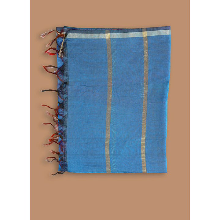 SALWAR STUDIO Blue Cotton Dyed Dupatta with Tassels