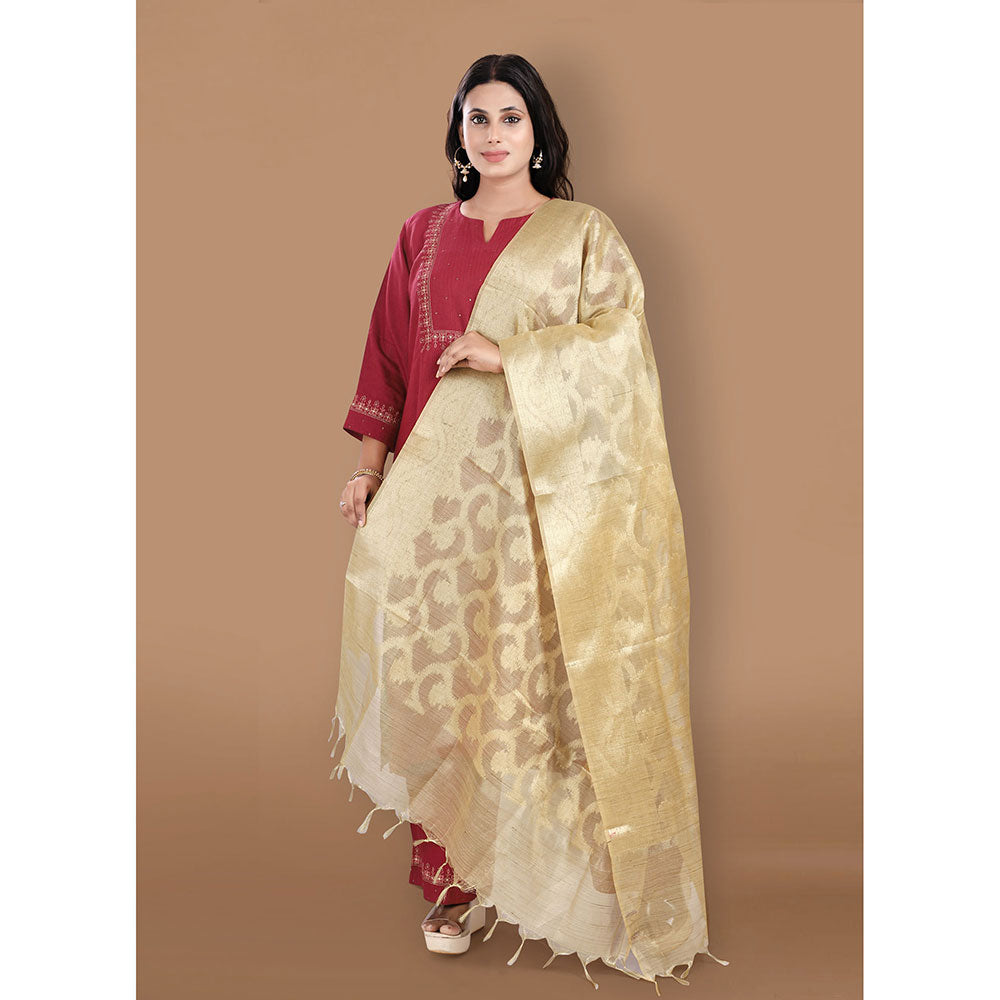 SALWAR STUDIO Gold Zari Woven Banarasi Brocade Dupatta