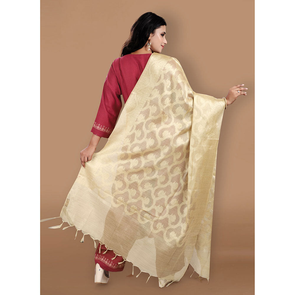 SALWAR STUDIO Gold Zari Woven Banarasi Brocade Dupatta