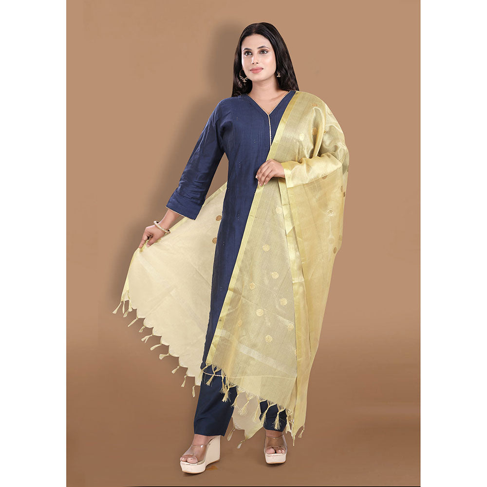 SALWAR STUDIO Gold Zari Woven Banarasi Brocade Dupatta