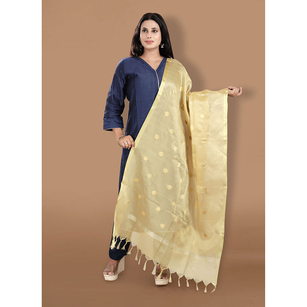 SALWAR STUDIO Gold Zari Woven Banarasi Brocade Dupatta