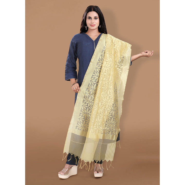 SALWAR STUDIO Gold Zari Woven Banarasi Brocade Dupatta