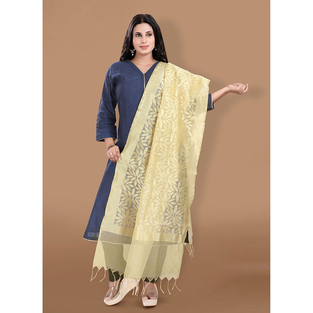 SALWAR STUDIO Gold Zari Woven Banarasi Brocade Dupatta