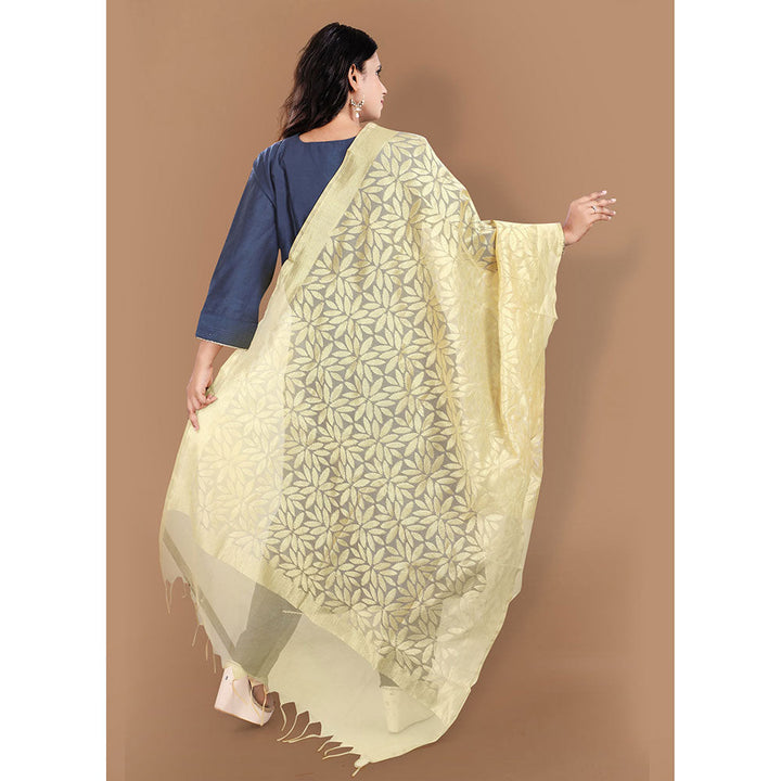 SALWAR STUDIO Gold Zari Woven Banarasi Brocade Dupatta