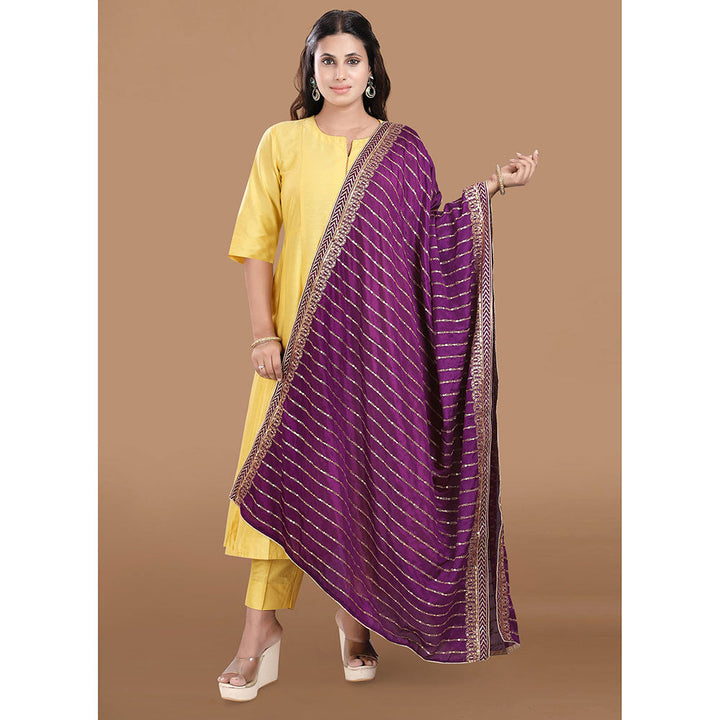 SALWAR STUDIO Purple Georgette Embellished Dupatta