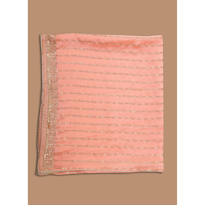 SALWAR STUDIO Peach Georgette Embellished Dupatta