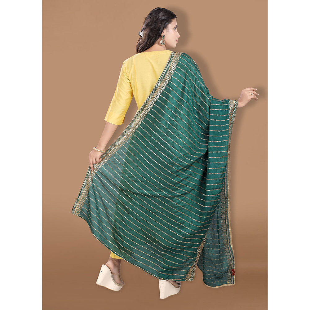 SALWAR STUDIO Green Georgette Embellished Dupatta