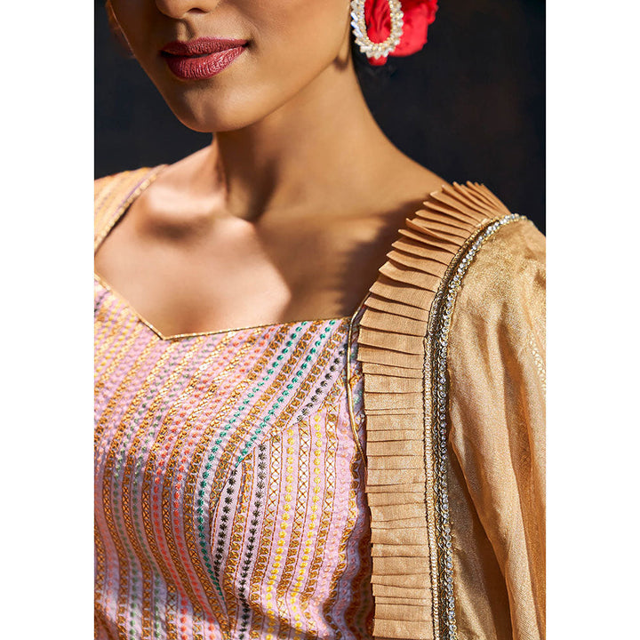 SALWAR STUDIO Pink Pastel Multicolor Sequin Stitched Blouse