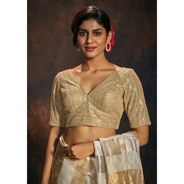 SALWAR STUDIO Rani Gold Shimmer Embellished Stitched Blouse