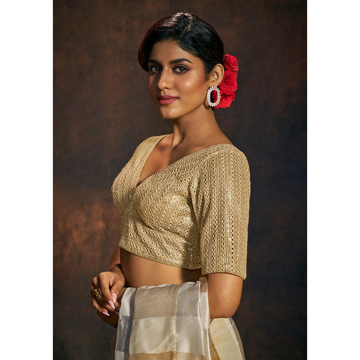 SALWAR STUDIO Rani Gold Shimmer Embellished Stitched Blouse