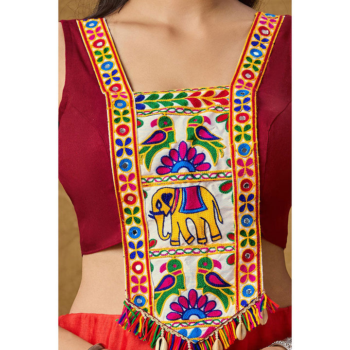 SALWAR STUDIO Maroon Mirror Work Readymade Padded Blouse