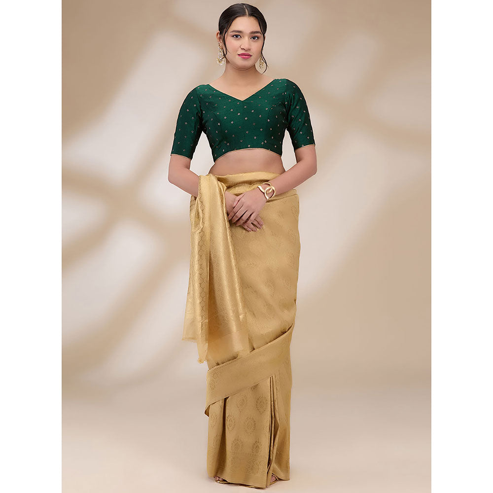 SALWAR STUDIO Womens Silk Blend V-Neck Stitched Blouse- Green