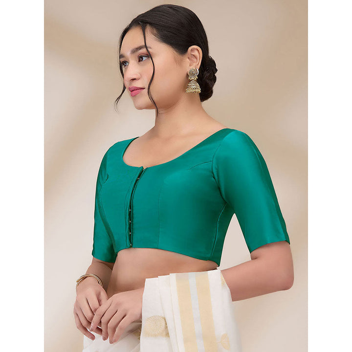 SALWAR STUDIO Womens Silk Blend Solid Stitched Blouse- Green