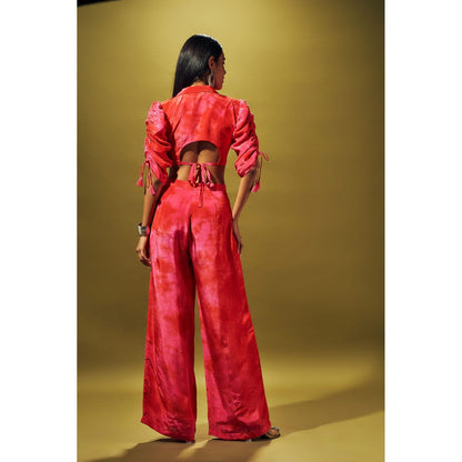 SAMMOHI BY MOKSHA & HIRAL Red Tie And Dye Co-Ord (Set of 2)