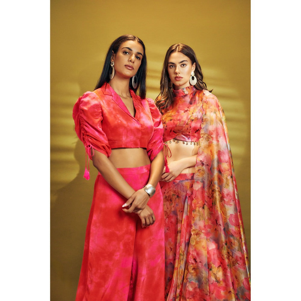SAMMOHI BY MOKSHA & HIRAL Red Tie And Dye Co-Ord (Set of 2)