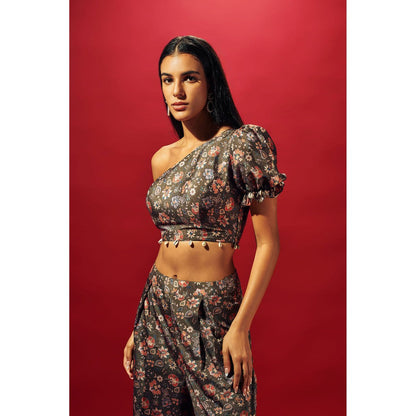 SAMMOHI BY MOKSHA & HIRAL Olive Green Co-Ord (Set of 2)