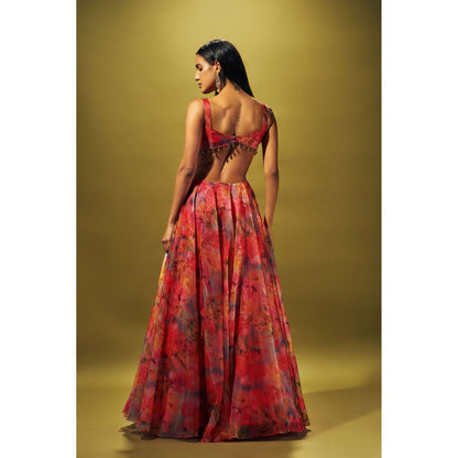 SAMMOHI BY MOKSHA & HIRAL Pink Gown In Liquid Organza With Side Cuts