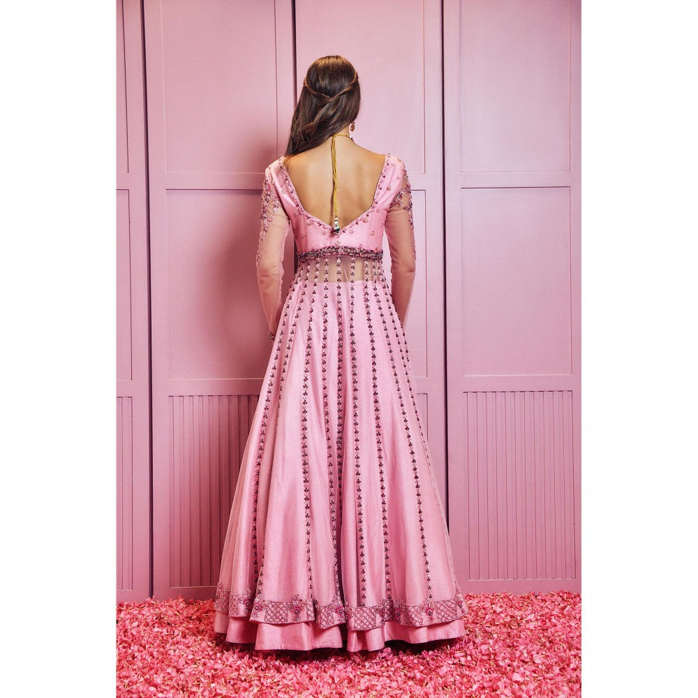 SAMMOHI BY MOKSHA & HIRAL Pink Embroidered Jacket With Lehenga And Dupatta (Set of 3)