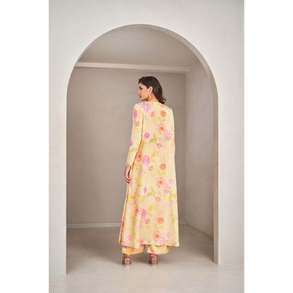 SAMMOHI BY MOKSHA & HIRAL Sunshine Yellow Jacket with Blouse and Pant (Set of 3)