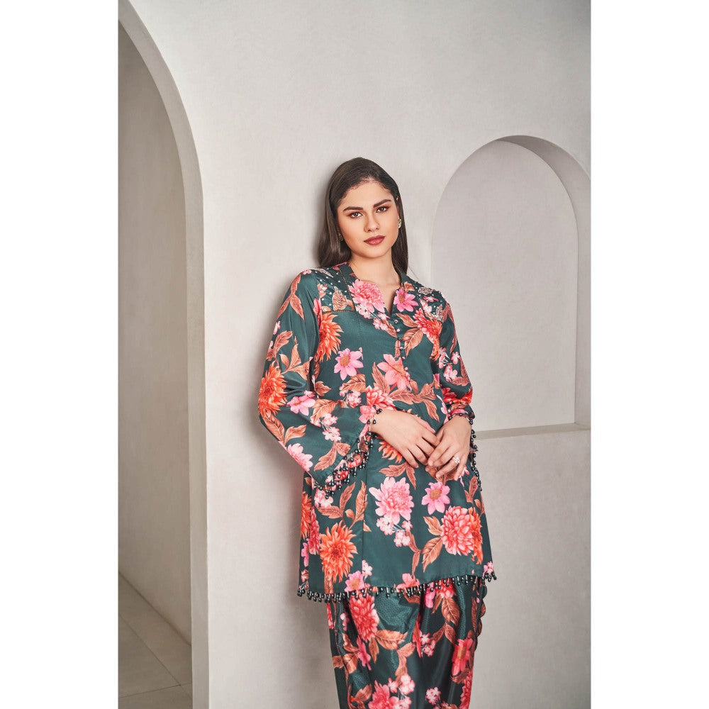 SAMMOHI BY MOKSHA & HIRAL Emerald Green Dhoti with Kurti (Set of 2)