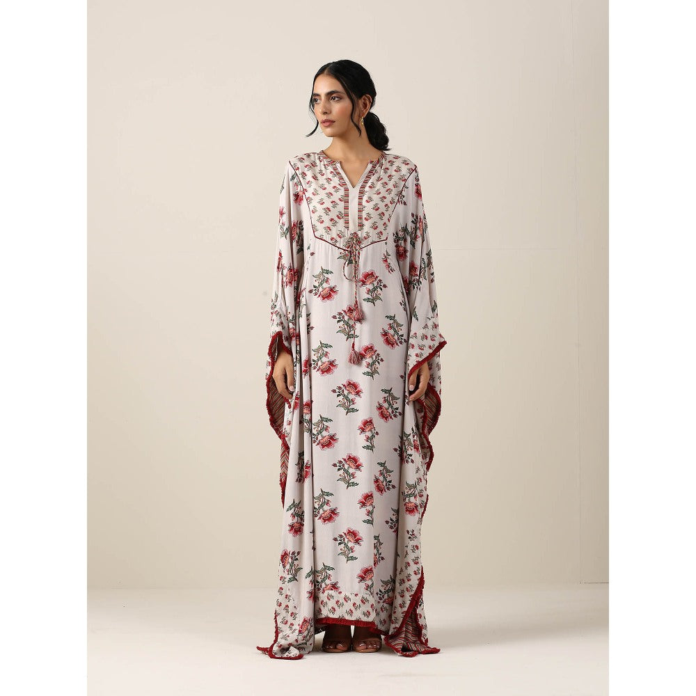 Samvrih Off White Print Kaftan