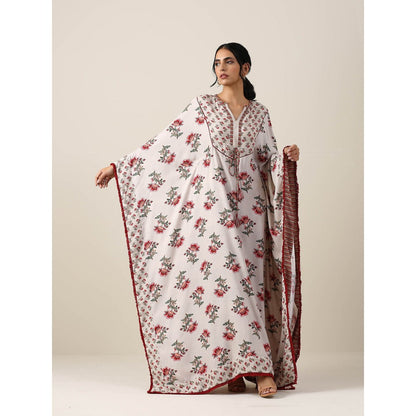 Samvrih Off White Print Kaftan