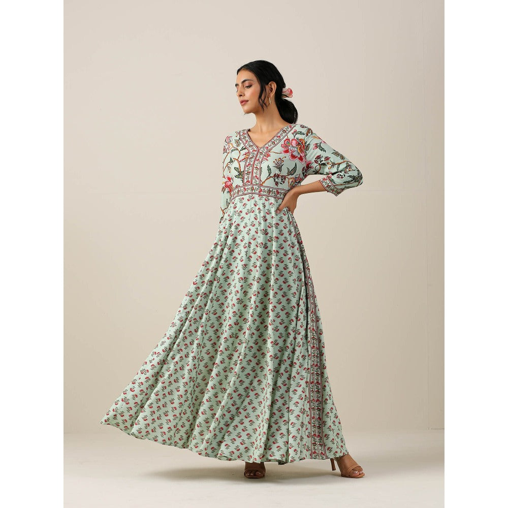 Samvrih Green Floral Kurta with Pant (Set of 2)