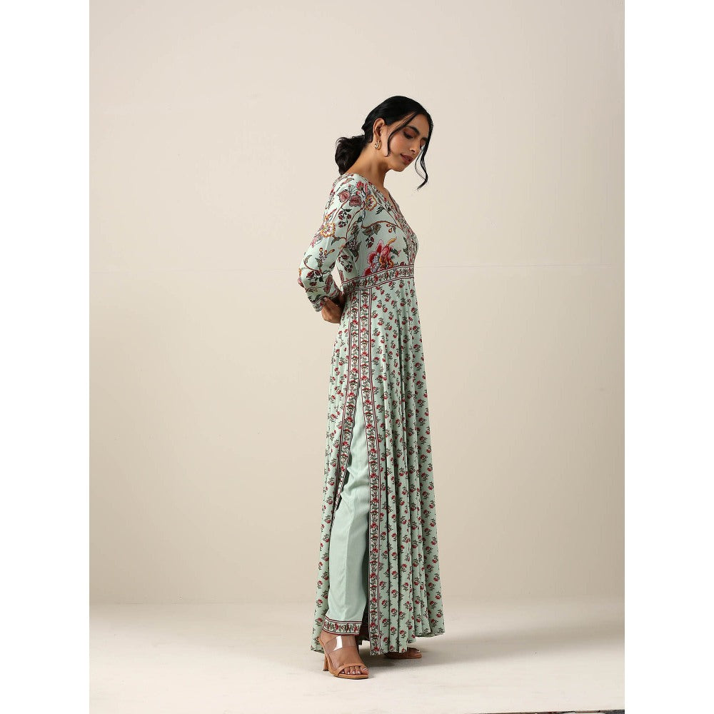 Samvrih Green Floral Kurta with Pant (Set of 2)
