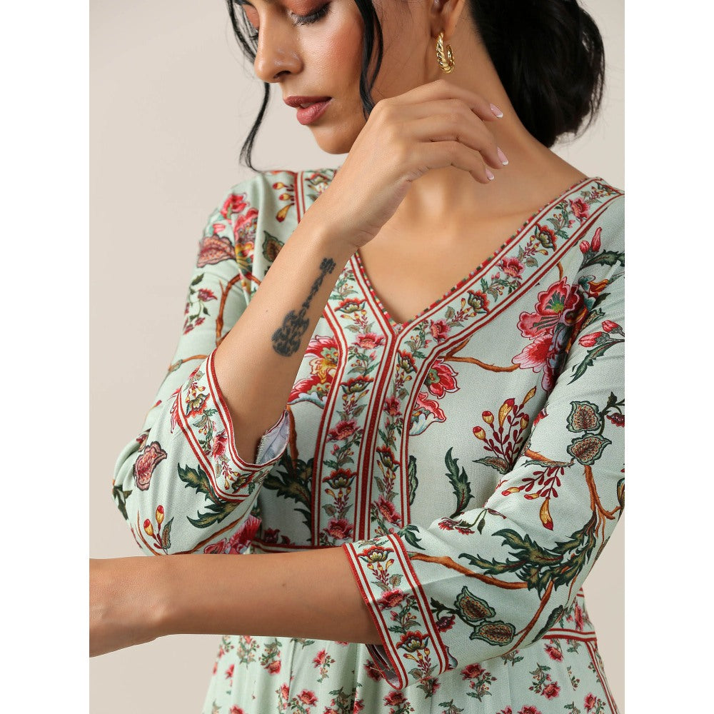 Samvrih Green Floral Kurta with Pant (Set of 2)