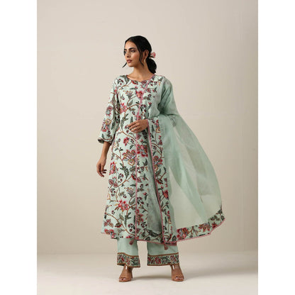 Samvrih Green Jaal Kurta with Pant and Dupatta (Set of 3)